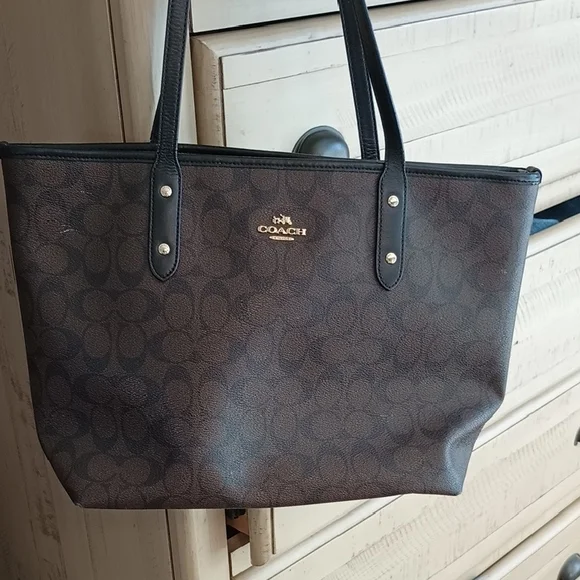 Coach | Bags | Coach Brown Signature Tote Bag With Leather